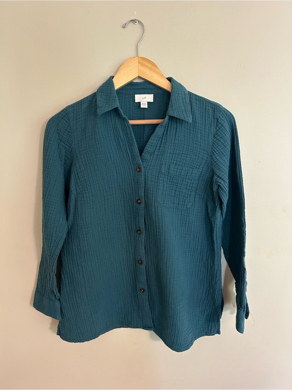 J. Jill Teal Button-Down Gauze Shirt